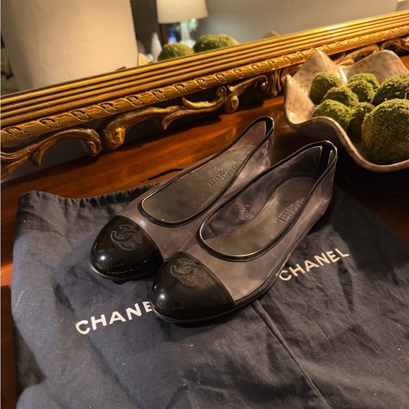 CHANEL Shoes - ON HOLD- DO NOT PURCHASE! Chanel Black and Transparent Flats
